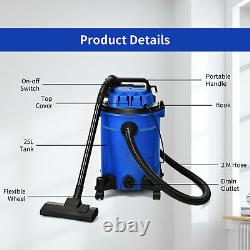 1200w Wet and Dry Vacuum 25L Dust Extractor with Attachments Wet/Dry Garage Home