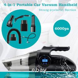 4in1 Portable Car Vacuum Cleaner 6000Pa Wet&Dry Cordless Handheld Strong Suction