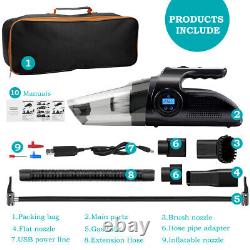 4in1 Portable Car Vacuum Cleaner 6000Pa Wet&Dry Cordless Handheld Strong Suction