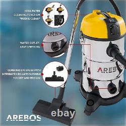 AREBOS Industrial Vacuum Cleaner 5IN1 Vacuum Cleaner Wet-Dry 1300W 30L Yellow