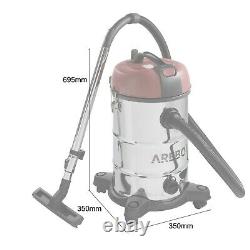 AREBOS Industrial Vacuum Cleaner Wet-dry Ash Extractor 1800W 30L Stainless Steel