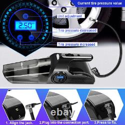 Cordless Handheld Rechargeable Vacuum Cleaner Wet&Dry Car Digital Tire Inflator