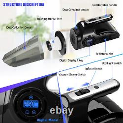 Cordless Wet&Dry Car Vacuum Cleaner Powerful Handheld Home Digital Tire Inflator