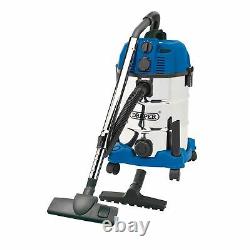 DRAPER 30L Wet and Dry Vacuum Cleaner with Stainless Steel Tank and Integrated 2