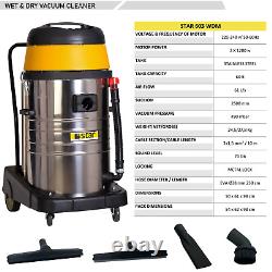 Industrial Vacuum Cleaner Wet Dry Carwash Commercial 3 Motor 3600W 80L Hoover