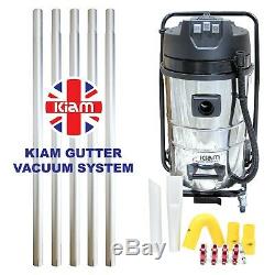 Kiam Gutter Cleaning System KV80-3 Wet & Dry Vacuum Cleaner & 20ft 6m Pole Kit