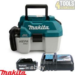 Makita DVC750LZ 18V LXT BL Wet/Dry Vacuum Cleaner + 1 x 6.0Ah Battery & Charger