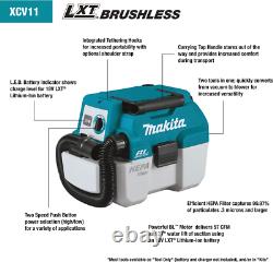 Makita XCV11Z 18V LXT Li-Ion Brushless Cordless 2 Gallon HEPA Wet/Dry Vacuum