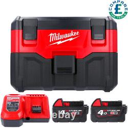 Milwaukee M18VC2 18V Wet & Dry Vacuum Cleaner With 2 x 4.0Ah Batteries & Charger