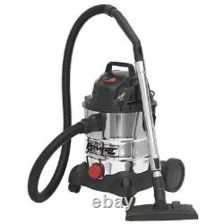 Sealey Vacuum Cleaner Industrial Wet & Dry 20L 1250With230V Stainless Drum