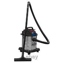 Sealey Vacuum Cleaner Wet & Dry 20L 1200With230V Stainless Drum Garage Workshop