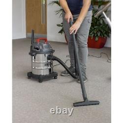 Sealey Vacuum Cleaner Wet & Dry 20L 1200With230V Stainless Drum PC195SD