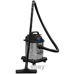 Sealey Vacuum Cleaner Wet & Dry 20l Stainless Drum High Powered Lightweight