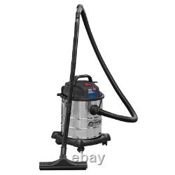 Vacuum Cleaner Wet & Dry 20L 1200With230V Stainless Drum Sealey PC195SD New