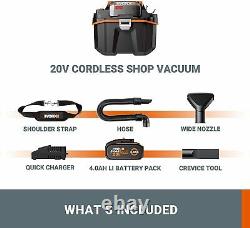 WORX WX031.9 18V (20V MAX) Cordless Compact Wet & Dry Vacuum 4Ah Battery+charger