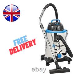 Wet and Dry Vacuum Cleaner 30L Tough, Powerful 1500W Garage with Power Take Of
