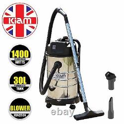 30l Wet & Dry Vacuum Cleaner Blower 1400w Acier Inoxydable Kiam Kv30b Industriel