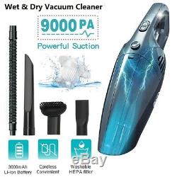 9000pa Sans Fil Wet & Dry Aspirateur De Voiture Puissant Portable Rechargeable Accueil