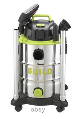 Aspirateur à sec et humide de 30 litres de la marque Guild avec prise de courant de 1500W