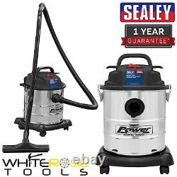 Aspirateur humide et sec Sealey 20L 1200W avec tambour en acier inoxydable 230V