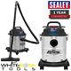 Aspirateur Humide Et Sec Sealey 20l 1200w Avec Tambour En Acier Inoxydable 230v