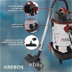 Aspirateur industriel AREBOS 5EN1 1600W Aspirateur eau et poussière 30L Rouge