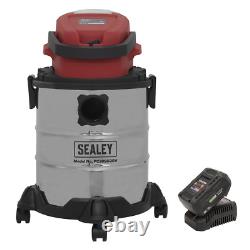 Aspirateur sans fil humide et sec Sealey 20V 1x4.0Ah 20L Kit PC20VCOMBO4