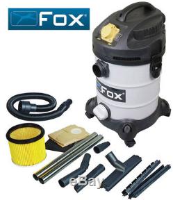 Fox 30ltr 110v / 240v Aspirateur / Aspirateur Sec / Humide + Kit D'accessoires Et Sacs, F50-800