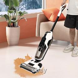 Nettoyeur de sol sans fil humide/sec et balai-aspirateur tout-en-un pour un nettoyage en une seule étape des sols durs.