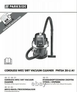 Parkside 20v Cordless Wet / Dry Vacuum Cleaner Avec Batterie 4ah & Chargeur (2021)