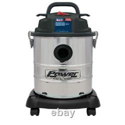 Sealey Aspirateur Nettoyant Humide Et Sec 20l 1200with230v Drum Inox Pc195sd